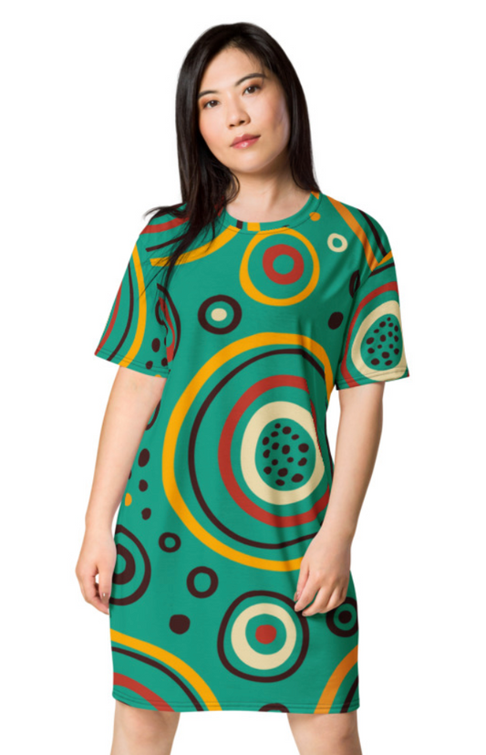 Circle pattern T-shirt dress