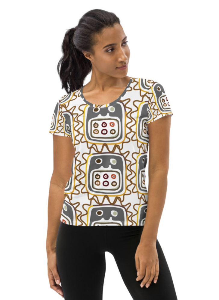 African Mask pattern Women's Athletic T-shirt