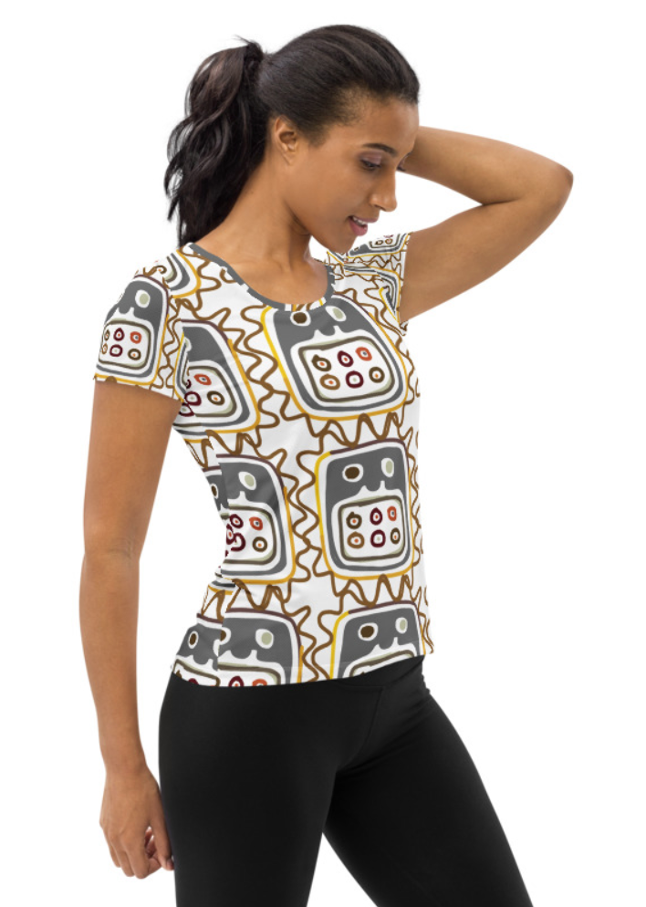 African Mask pattern Women's Athletic T-shirt