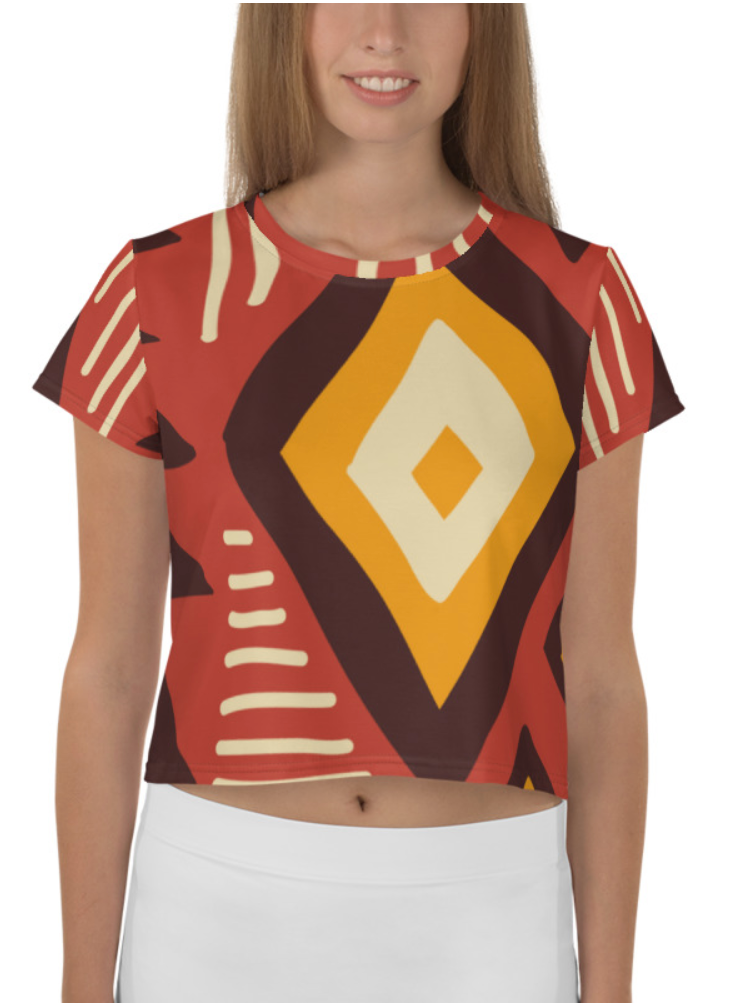 African pattern 7 Crop Tee