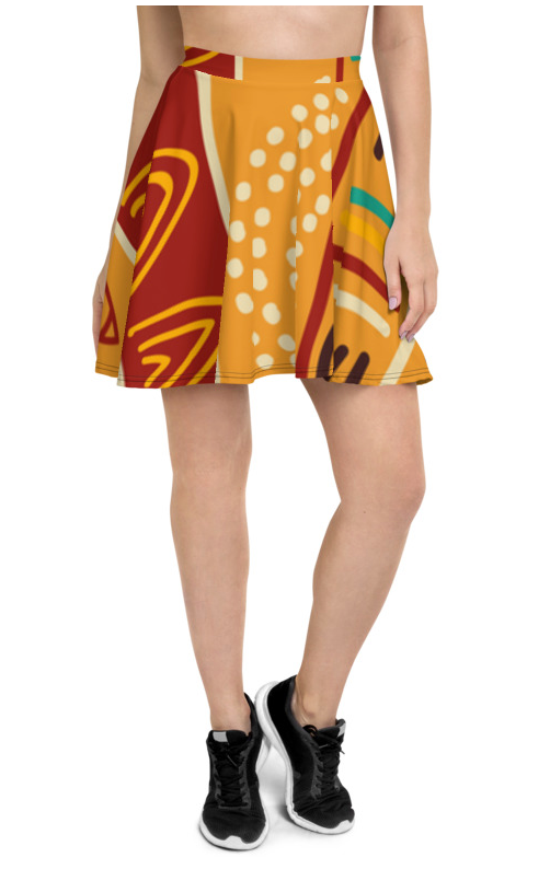 African pattern 4 Skater Skirt