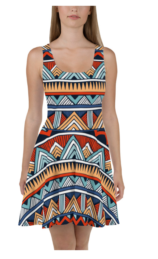 African Print 2 Skater Dress