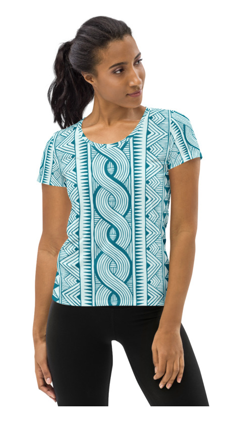 African Print 3 Women's Athletic T-shirt