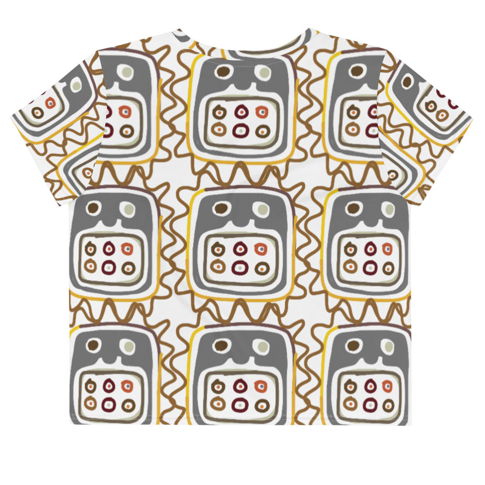 African Mask pattern Crop Tee