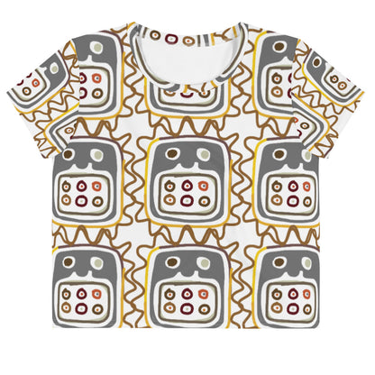 African Mask pattern Crop Tee