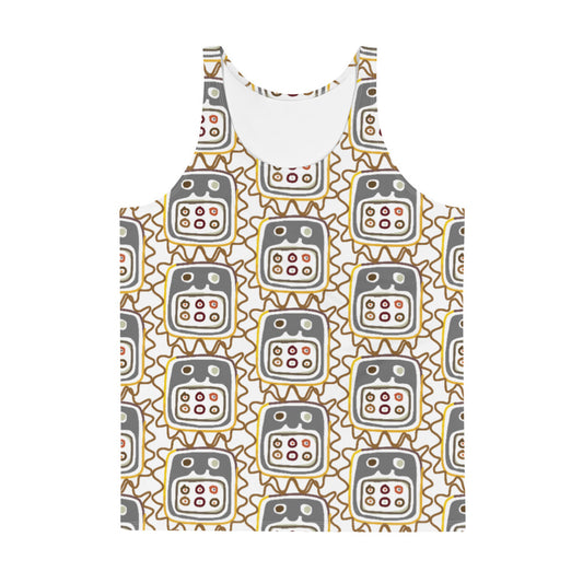 African Mask pattern White Unisex Tank Top