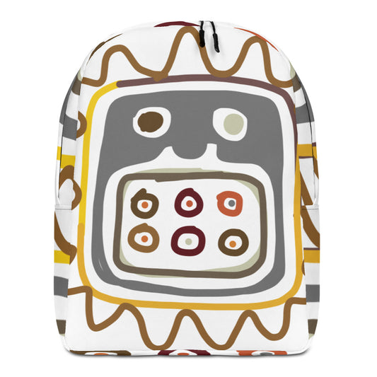 African Mask White Minimalist Backpack