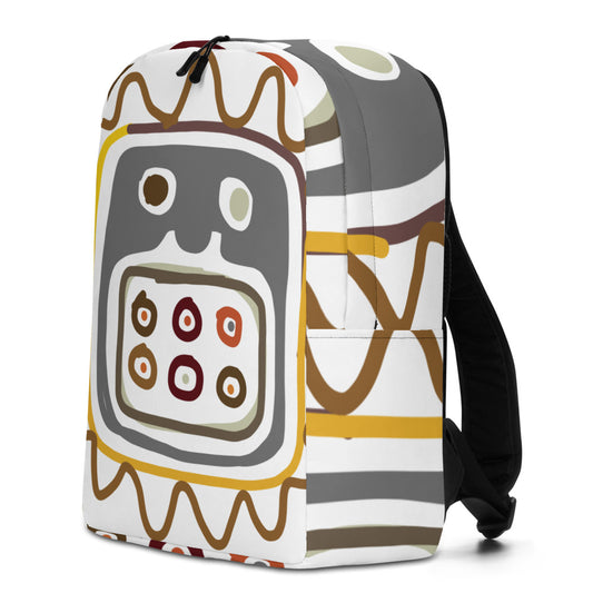 African Mask White Minimalist Backpack