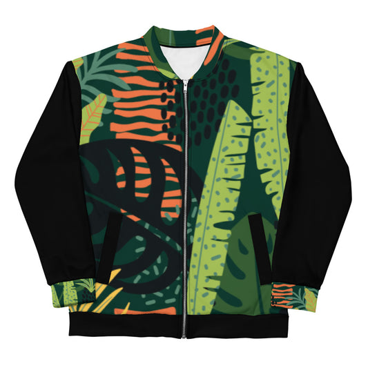 Nature motif black sleeves Unisex Bomber Jacket