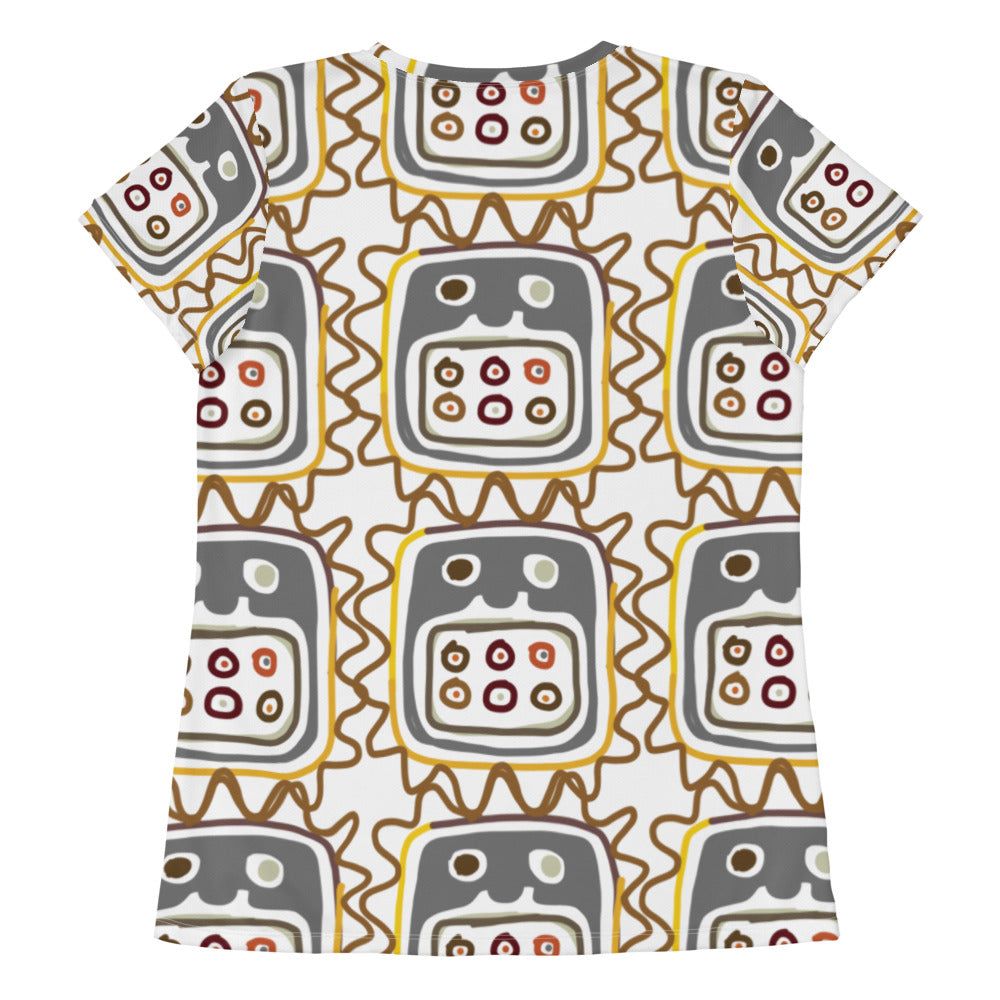 African Mask pattern Women's Athletic T-shirt