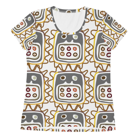 African Mask pattern Women's Athletic T-shirt