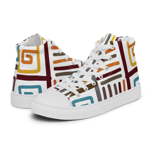 African pattern 2 Men’s high top canvas shoes