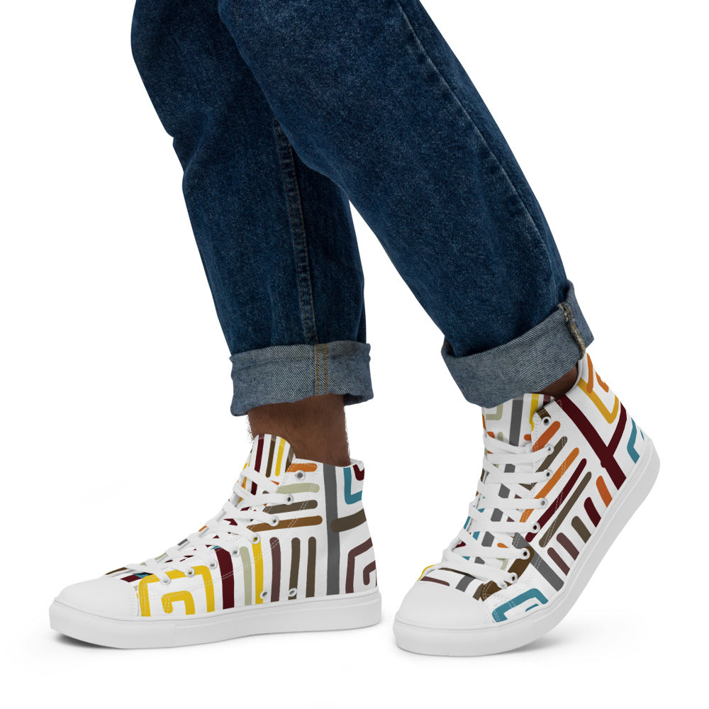 African pattern 2 Men’s high top canvas shoes