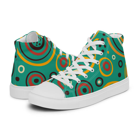 Circle pattern Women’s high top canvas shoes