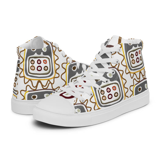 African Mask pattern Women’s high top canvas shoes